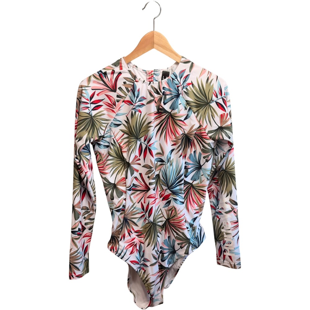 Hurley Womens Tropical Palm Long Sleeve One Piece Rash Guard Swimsuit XL HR01005